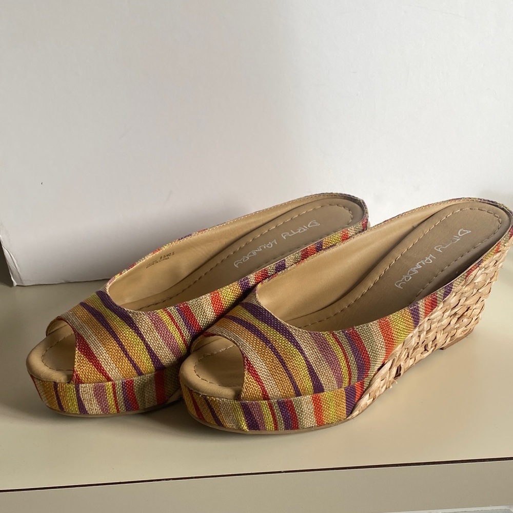 Dirty Laundry Multicolor Striped Wedge Sandals